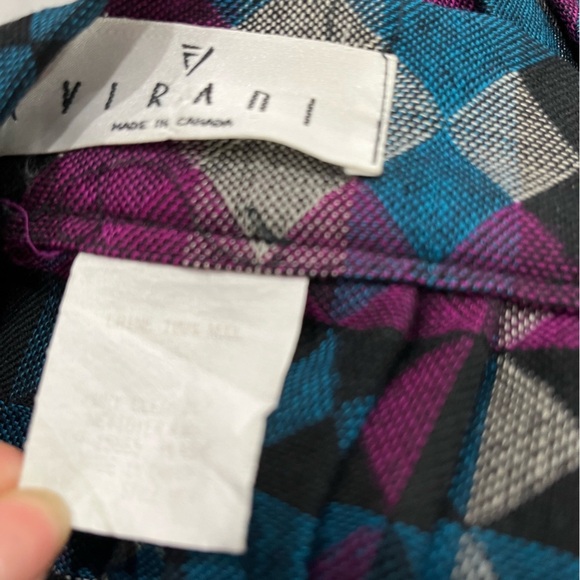 [US14] VTG Virani 100 Wool Multicoloured Pleated Geometric pattern Full Skirt - Picture 9 of 9
